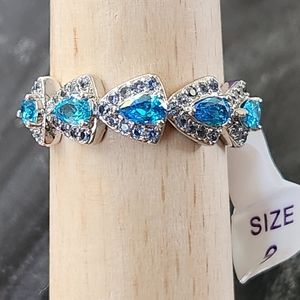 Chasin' You Blue Topaz CZ  Rhodium Plating sz 9